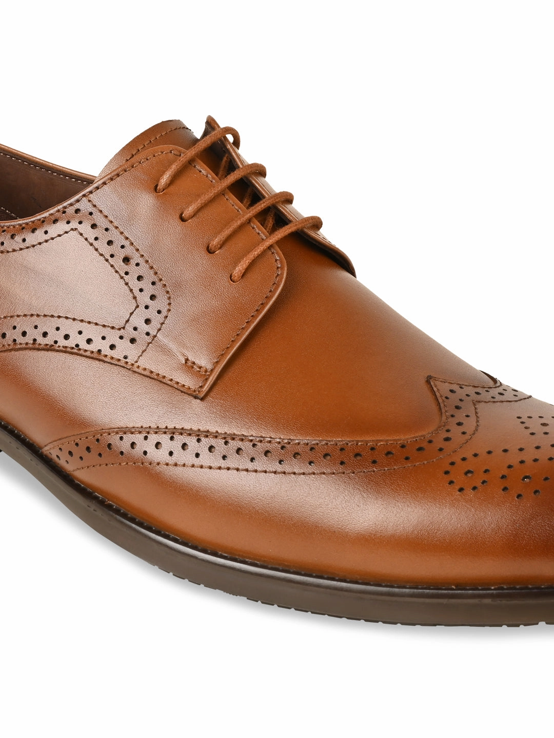 Regal Brown Men Leather Lace Up Brogues Brogue Block Heel