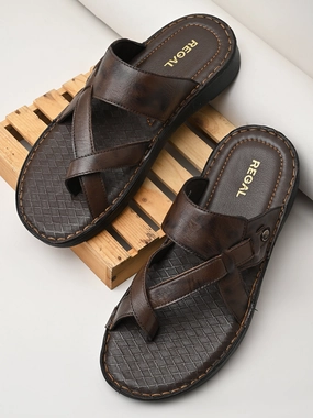 Regal Brown Mens Casual Leather Sandals Japanese Sandals Wood