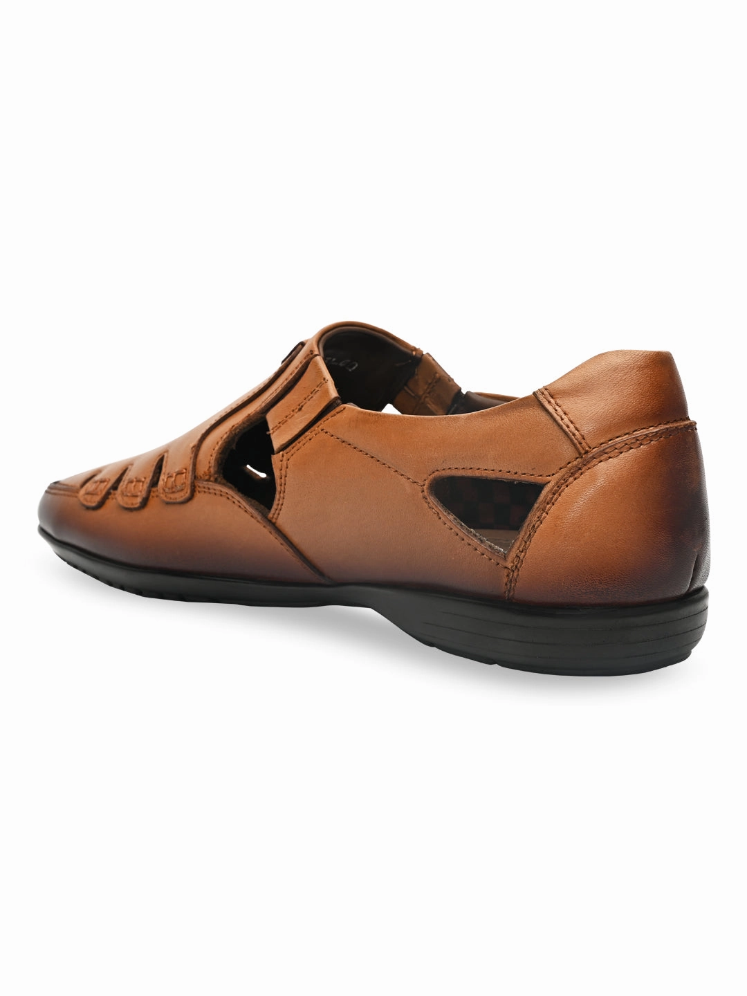 Strap Back Sandals Regal Dark Tan Men Casual Leather Fisherman Sandals