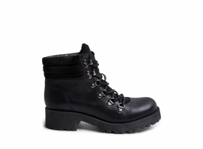 Flat Sole Combat Boots IDAA BLACK LEATHER