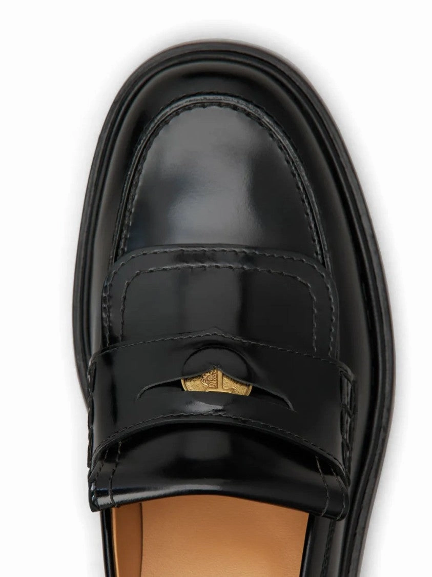 Designer Platform Loafers Black Leather Loafers With Goat Leather Lining