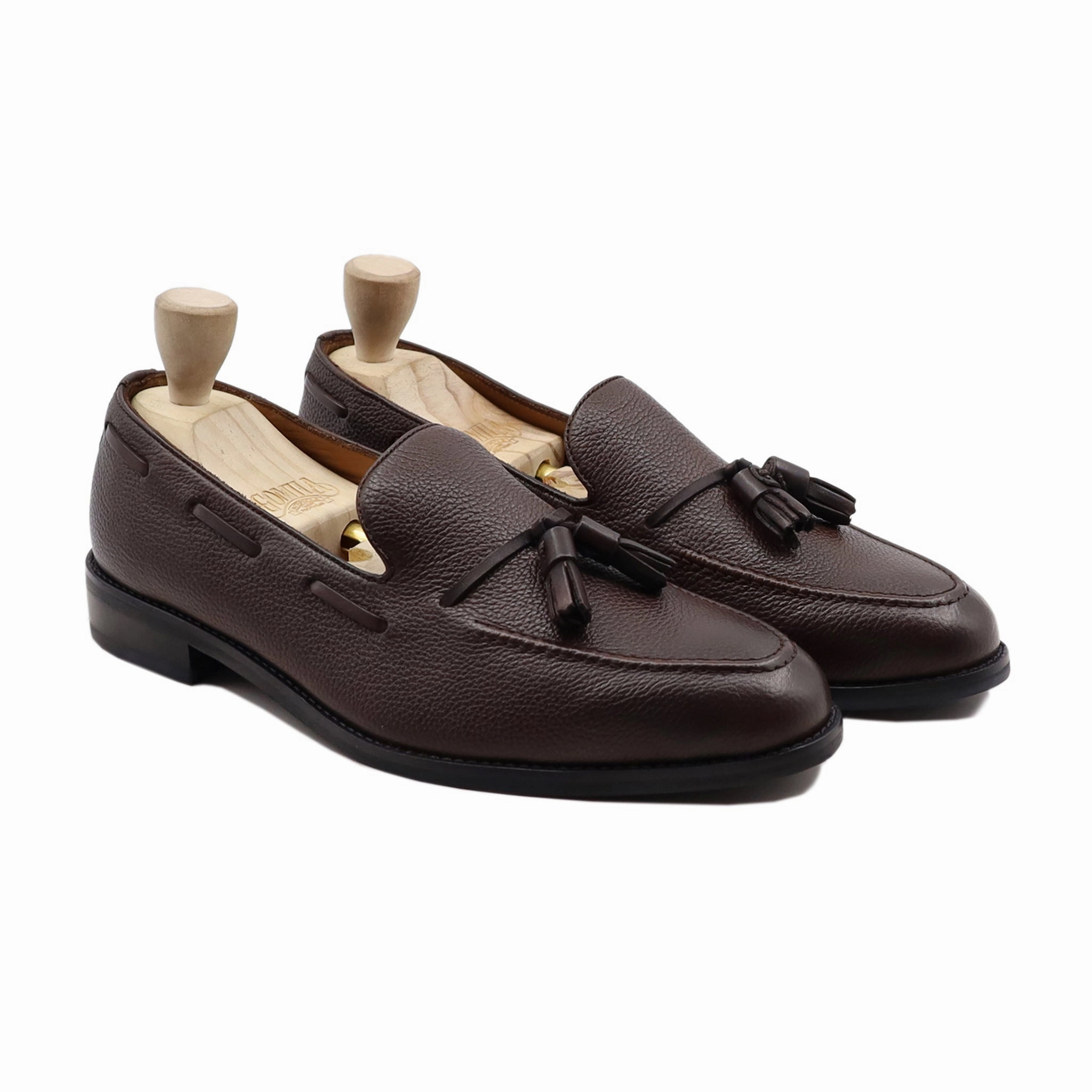 Calfskin Loafers Musselini - Men's Dark Brown Pebble Grain Leather Loafer