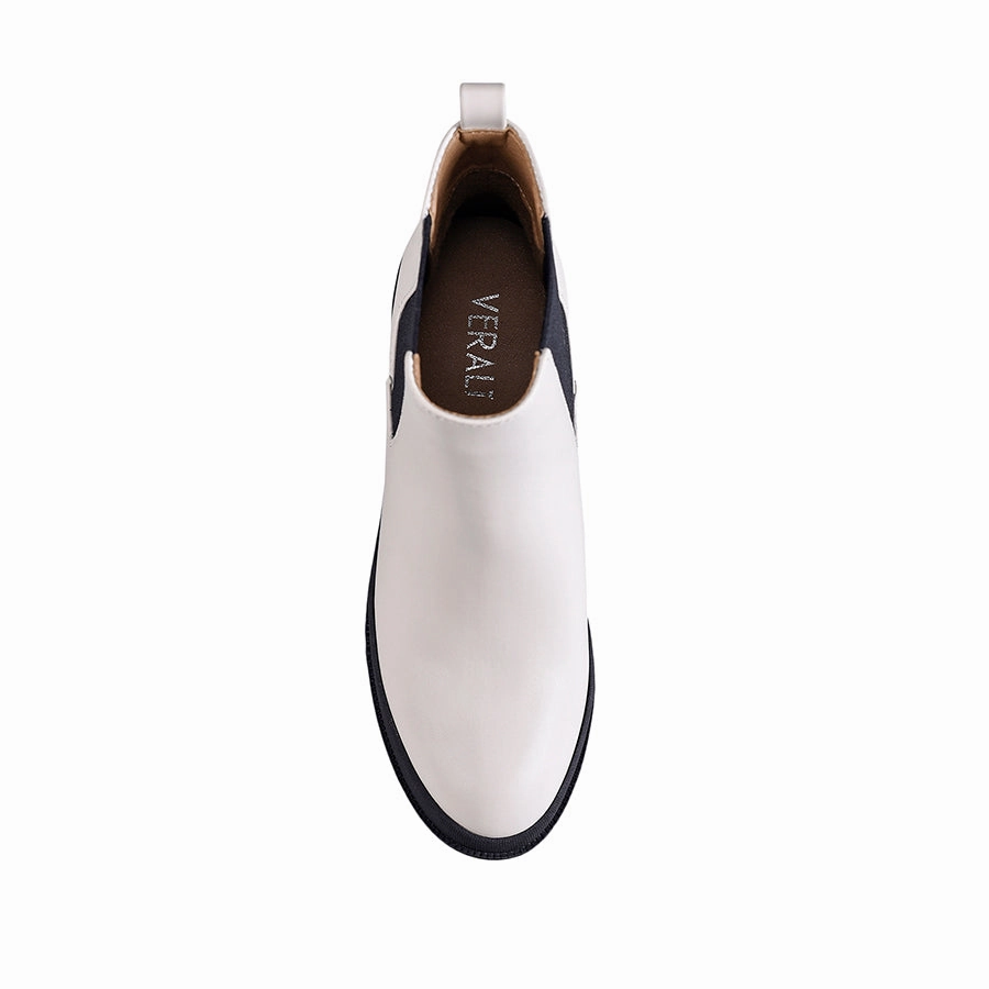 Georgia Chunky Combat Boots - Bone Smooth Garret Lace-up Lug-sole Combat Boots