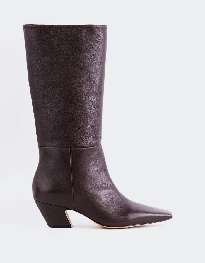 Renesme Brown Leather Mid Calf Leather Boots