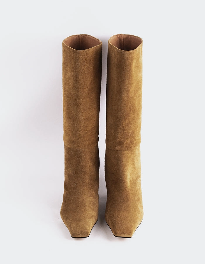 Renesme Camel Suede Overreach Boots For Horses