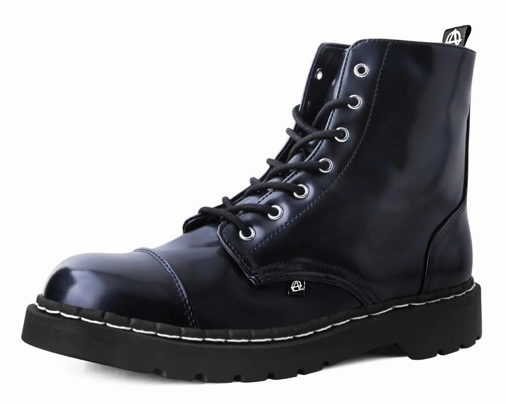 Water Resistant Combat Boots Black Oil Haze 7-Eye Anarchic Boot