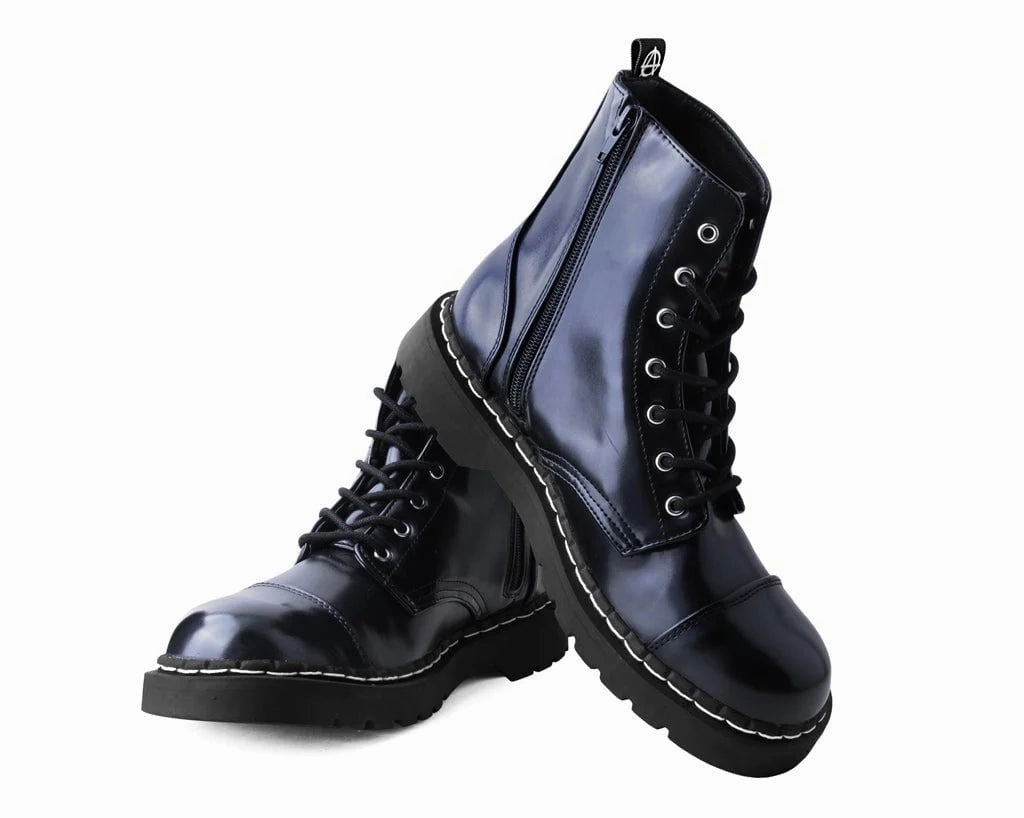 Combat Boots Stylish Black Oil Haze 7-Eye Anarchic Boot