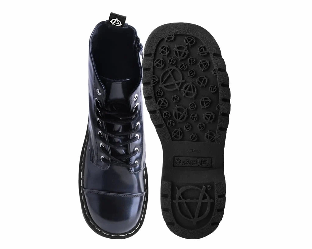 Leather Platform Combat Boot Black Oil Haze 7-Eye Anarchic Boot