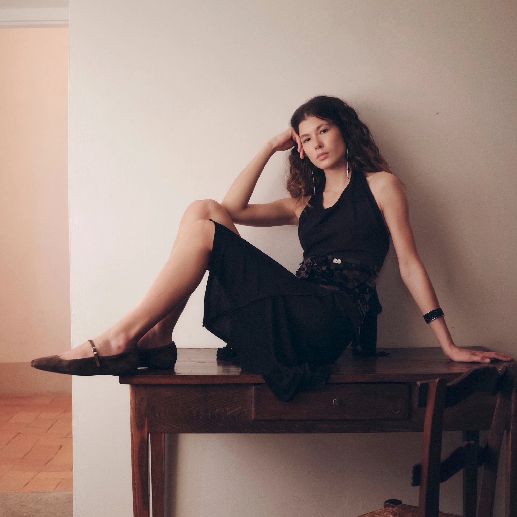 REYES BALLET FLATS DK BROWN SUEDE Walking Shoes For Wide Flat Feet