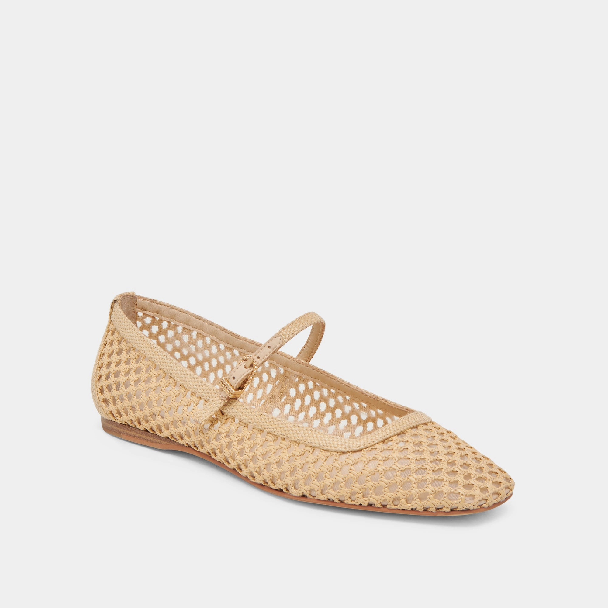 REYES BALLET FLATS LT NATURAL WOVEN RAFFIA Pony Hair Flat Shoes