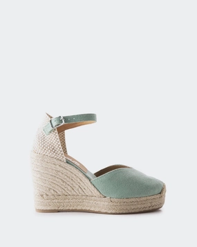 Suede Espadrilles Sandals Petrolina Green Canvas