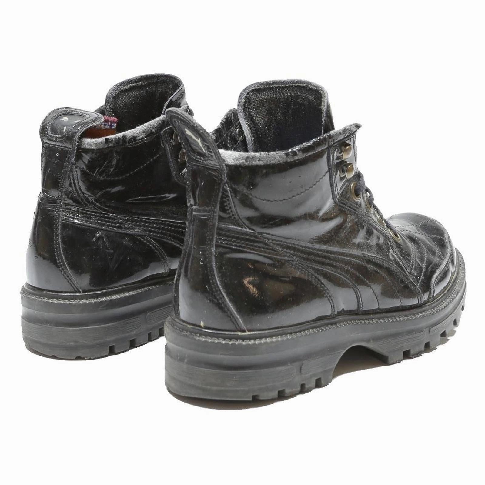 PUMA High Top Womens Leather Boots Black Leather UK 5 Durable Rugged Outdoor Alaia Boots