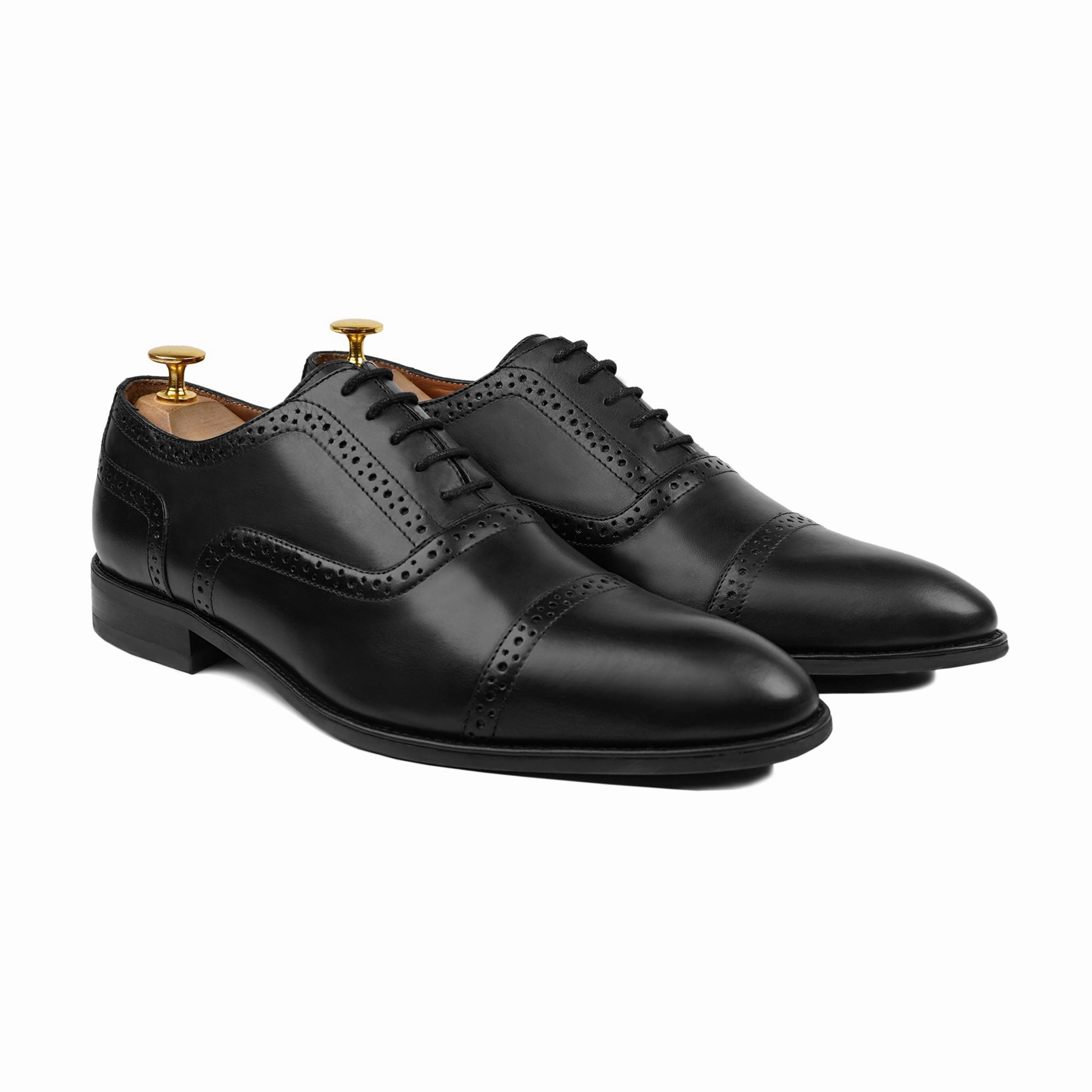 Richmond - Men's Black Calf Leather Oxford Shoe Park Avenue Cap-toe Oxford Dress Sneaker