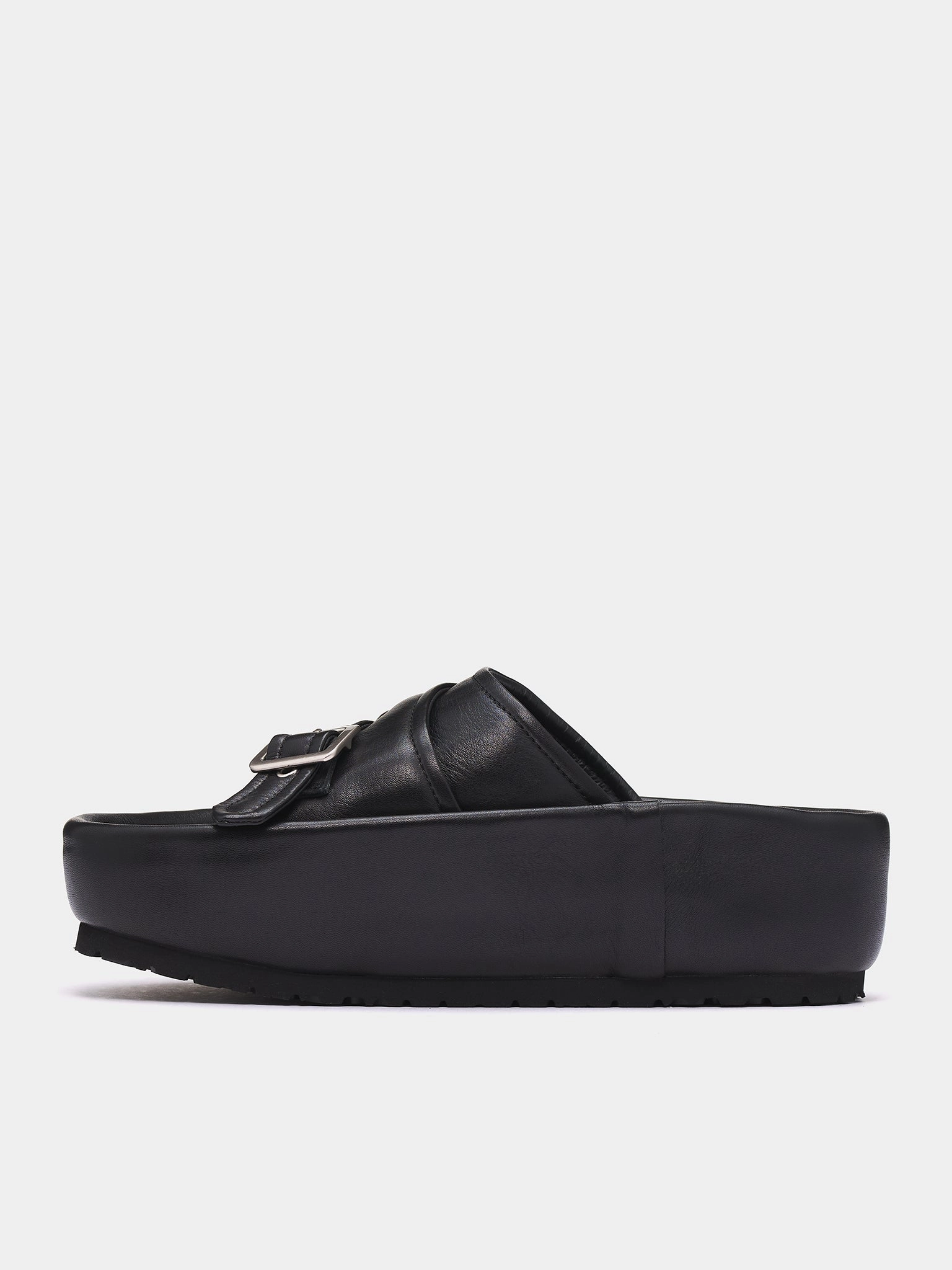 Covered Toe Sandals Rider's Buckle Sandals (1525711943-BLACK)