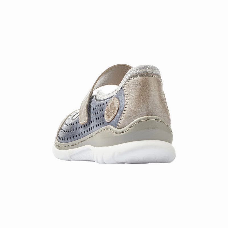 Flat Canvas Shoes Mary Janes Elastic Rieker Nikita B5 Mary Jane Jeans Blue (Women's)