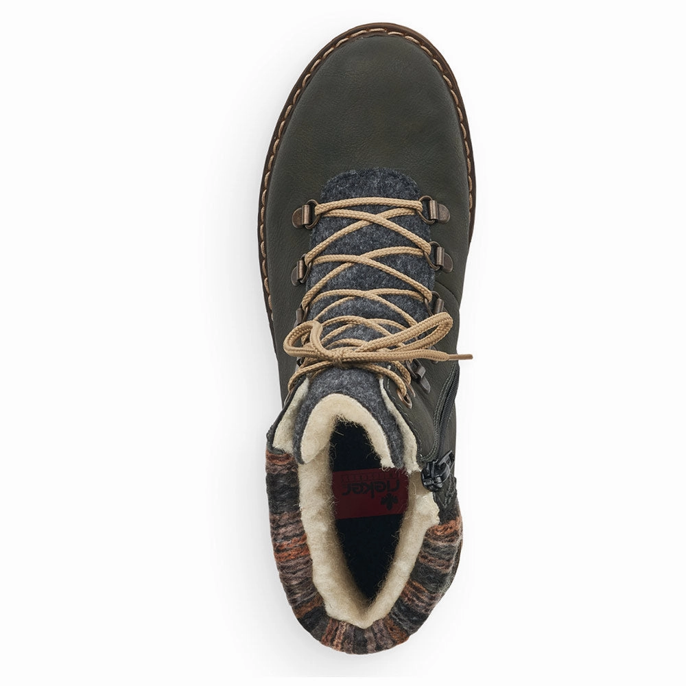 Combat Boots Fur Rieker Sabrina 31 Combat Boot Green (Women's)