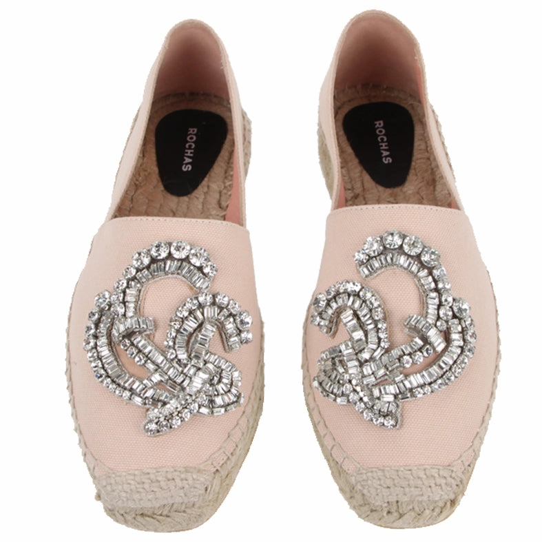 Rochas Crystal Espadrilles, Beige Espadrilles For Narrow Feet