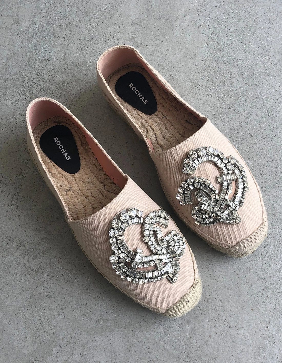 Rochas Crystal Espadrilles, Beige Feminist Espadrilles