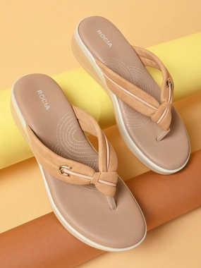 Flirty Flip Flops Rocia By Regal Beige Women Comfort Knotted Thongs