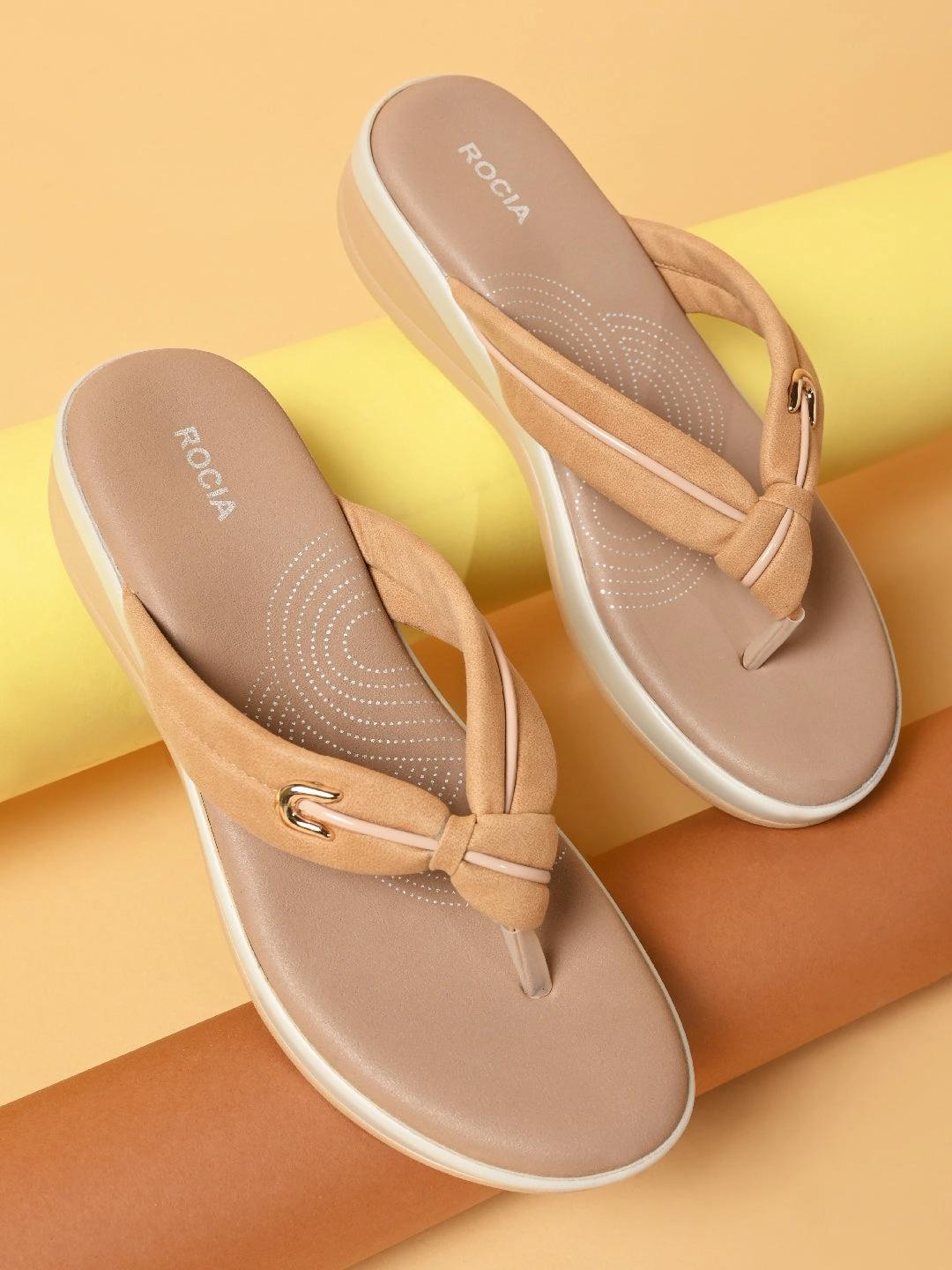 Rocia By Regal Beige Women Comfort Knotted Thongs Dachshund Flip Flops