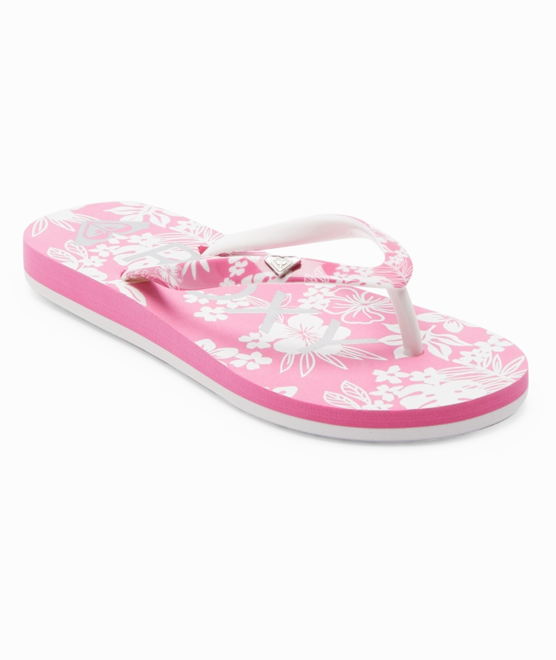 Kristen Bell Flip Flops Roxy RG Pebbles VII Sandal-Crazy Pink Flower
