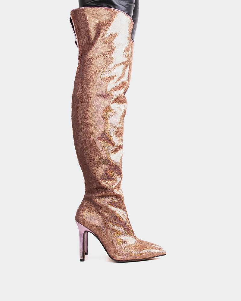 Silver Ankle Boots Blakely Pink Sequins