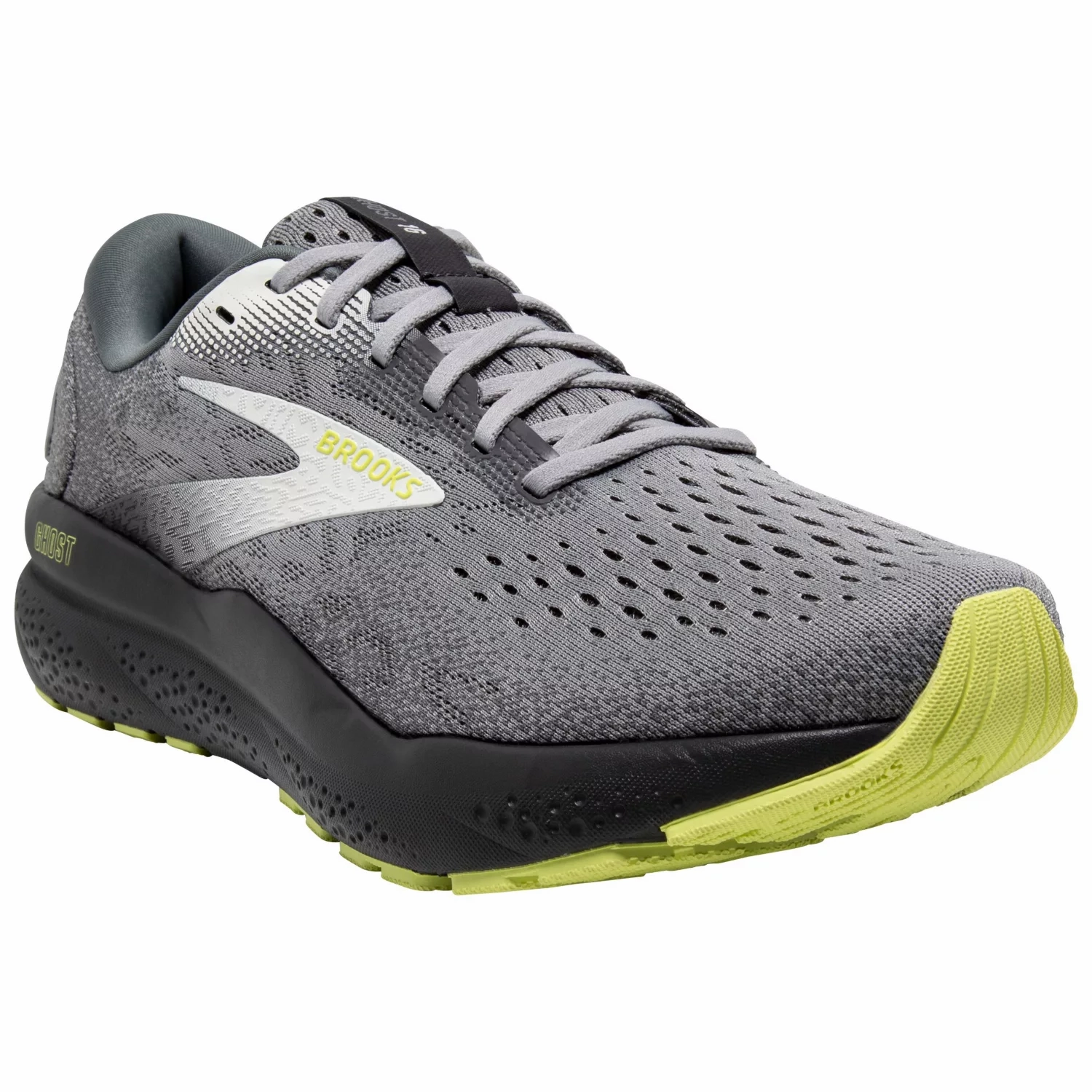 Laceless Running Shoes Brooks Men's Ghost 16 Sneaker - Primer/Grey/Lime