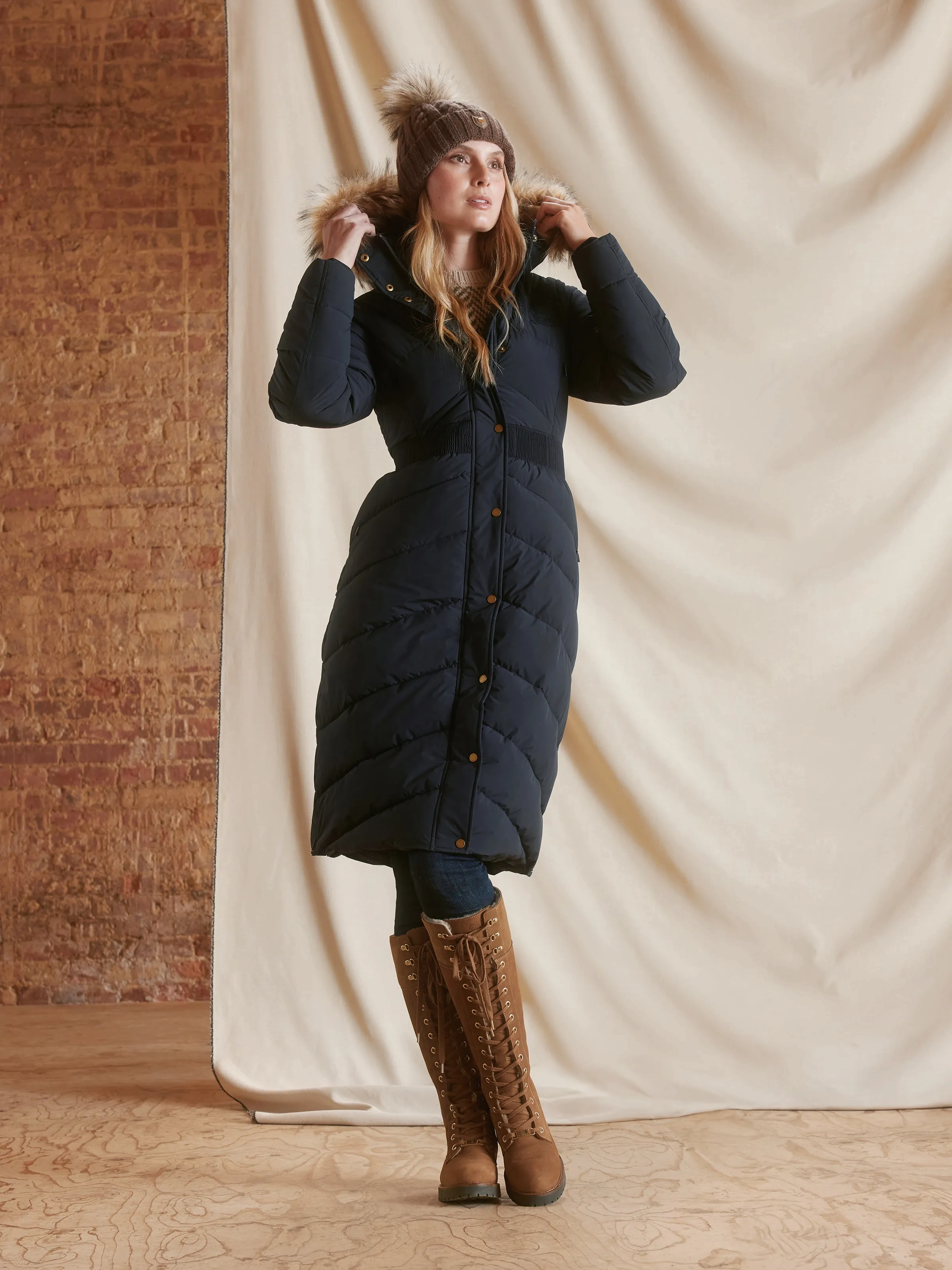 Knee High Shearling Lined Anglesey - Cognac Nubuck High Heel Knee High Boots