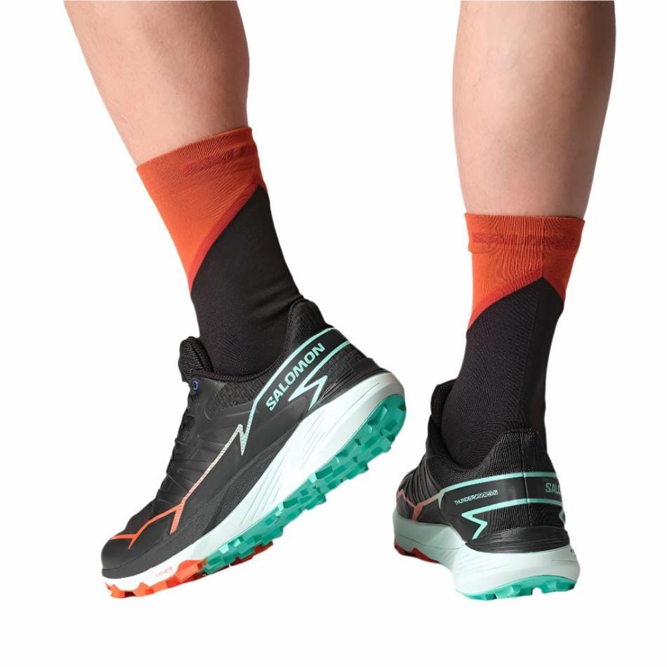 Salomon Men's Thundercross Trail Running Shoes in Black/Cherry Tomato/Electric Green Approach Shoe Vs Trail Runner