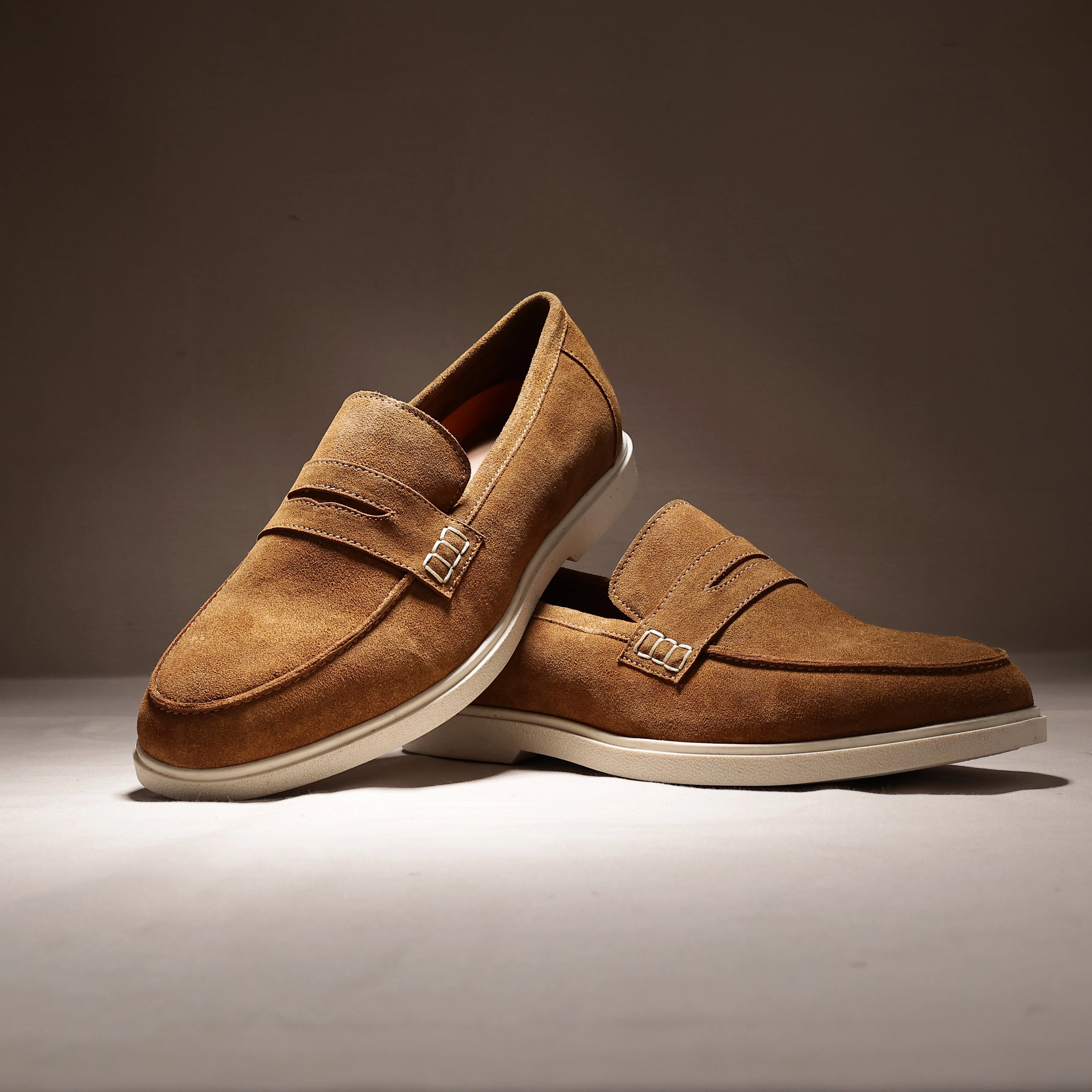 Dresses With Loafers San Nicola Suede Leather Penny Loafers - Tan