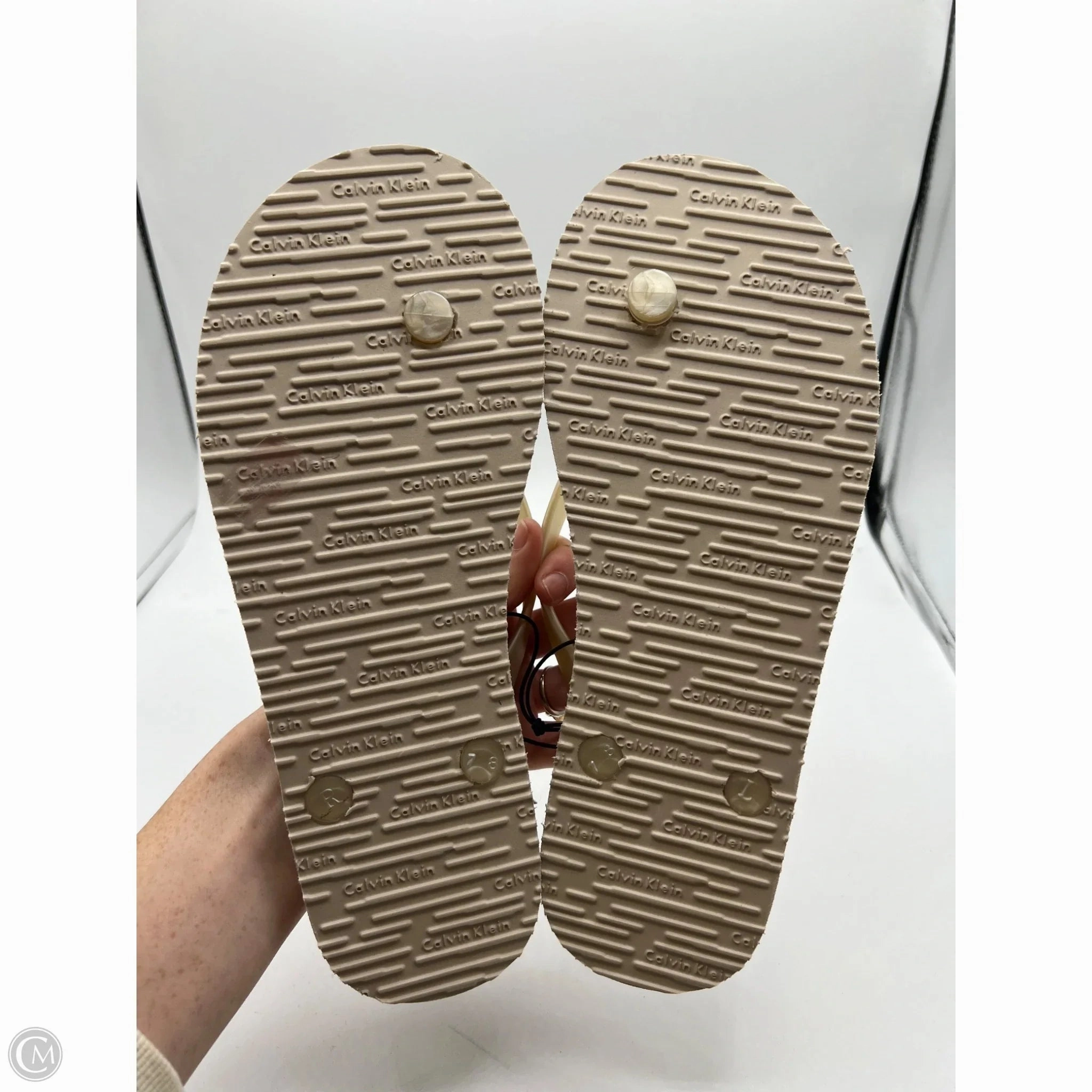 Sandals Flip Flops By Calvin Klein In Tan, Size: 7 Flip Flops High Heels