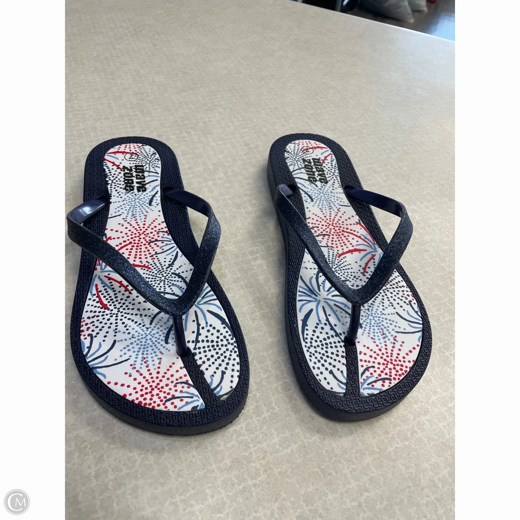 Sandals Flip Flops By Clothes Mentor In Blue, Size: 7 Flip Flop Flip Flop