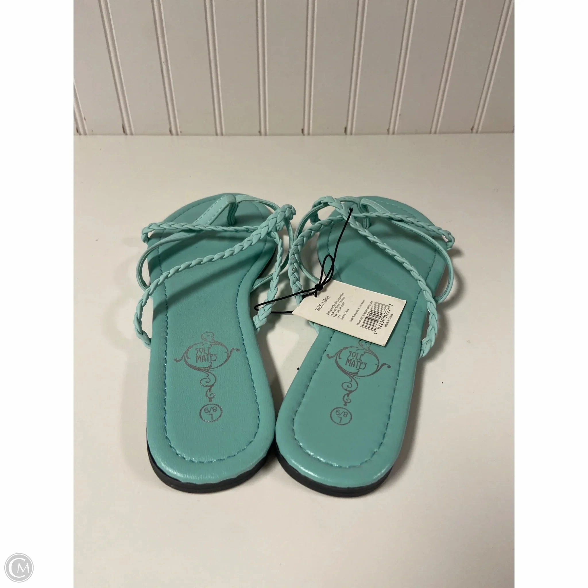 Sandals Flip Flops By Clothes Mentor In Blue, Size: 7 Grey Wedge Flip Flops