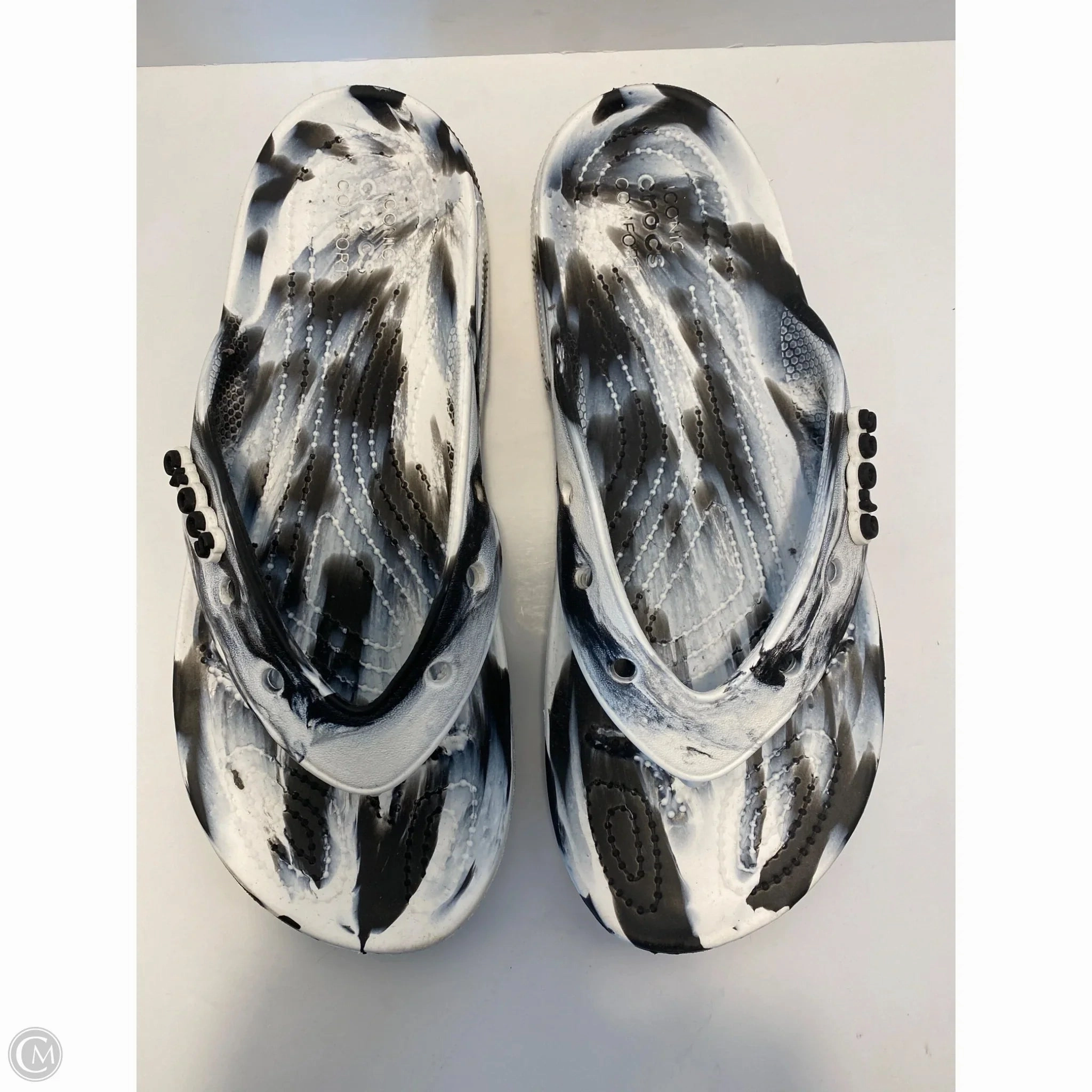 Sandals Flip Flops By Crocs In Black & White, Size: 11 Flip Flops Pineapple