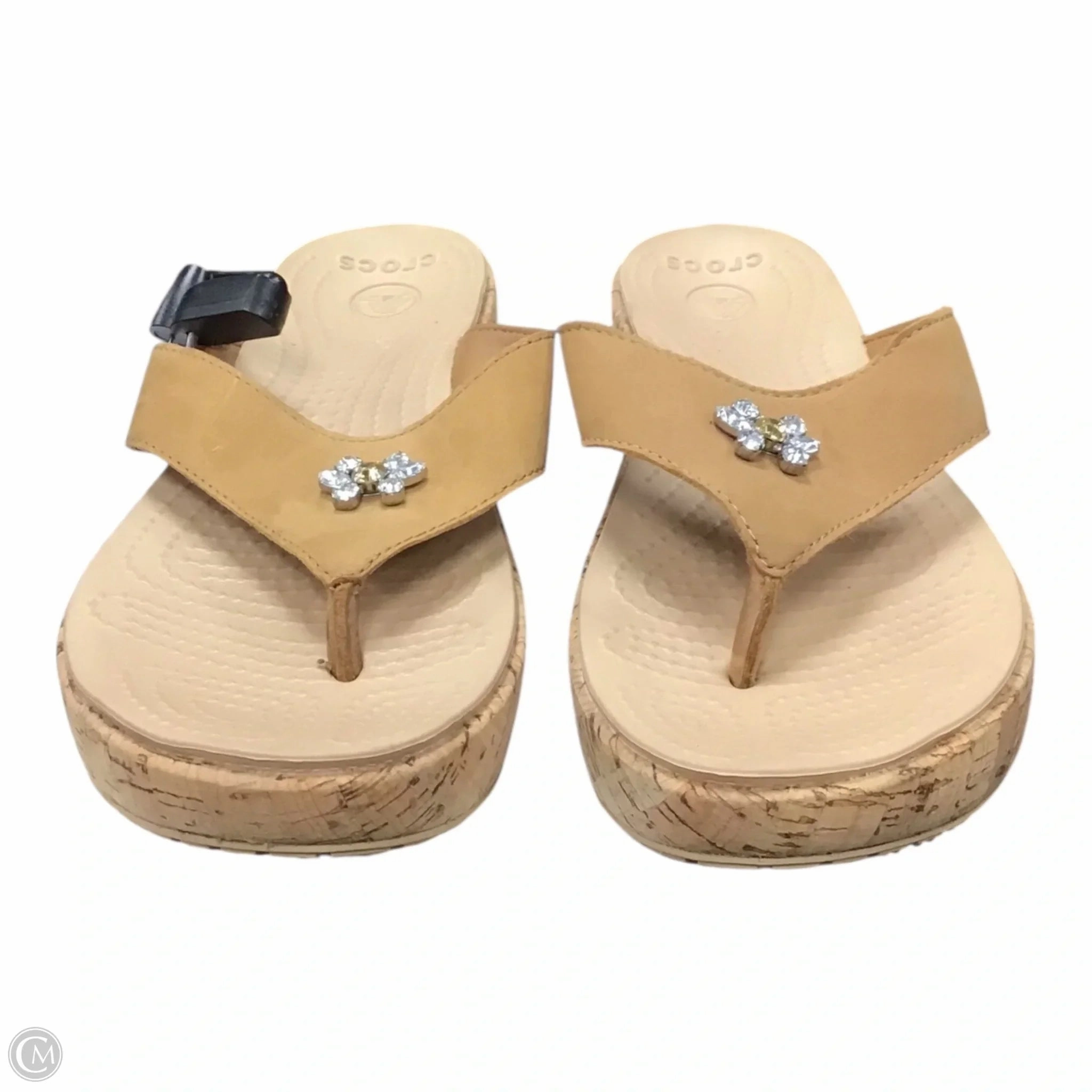 Sandals Flip Flops By Crocs In Tan, Size: 8 Clarks Cloudsteppers Flip Flops