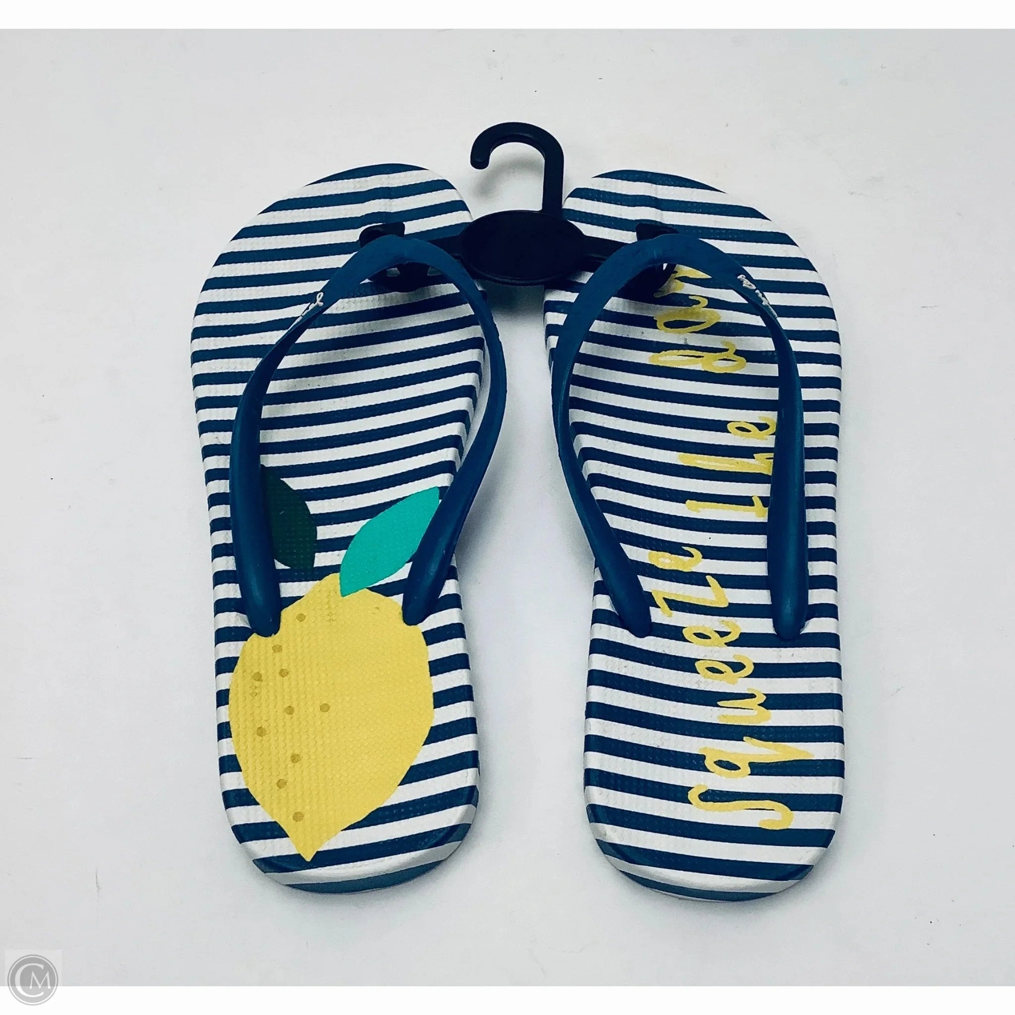 All Leather Flip Flops Sandals Flip Flops By Joules In Striped Pattern, Size: 8