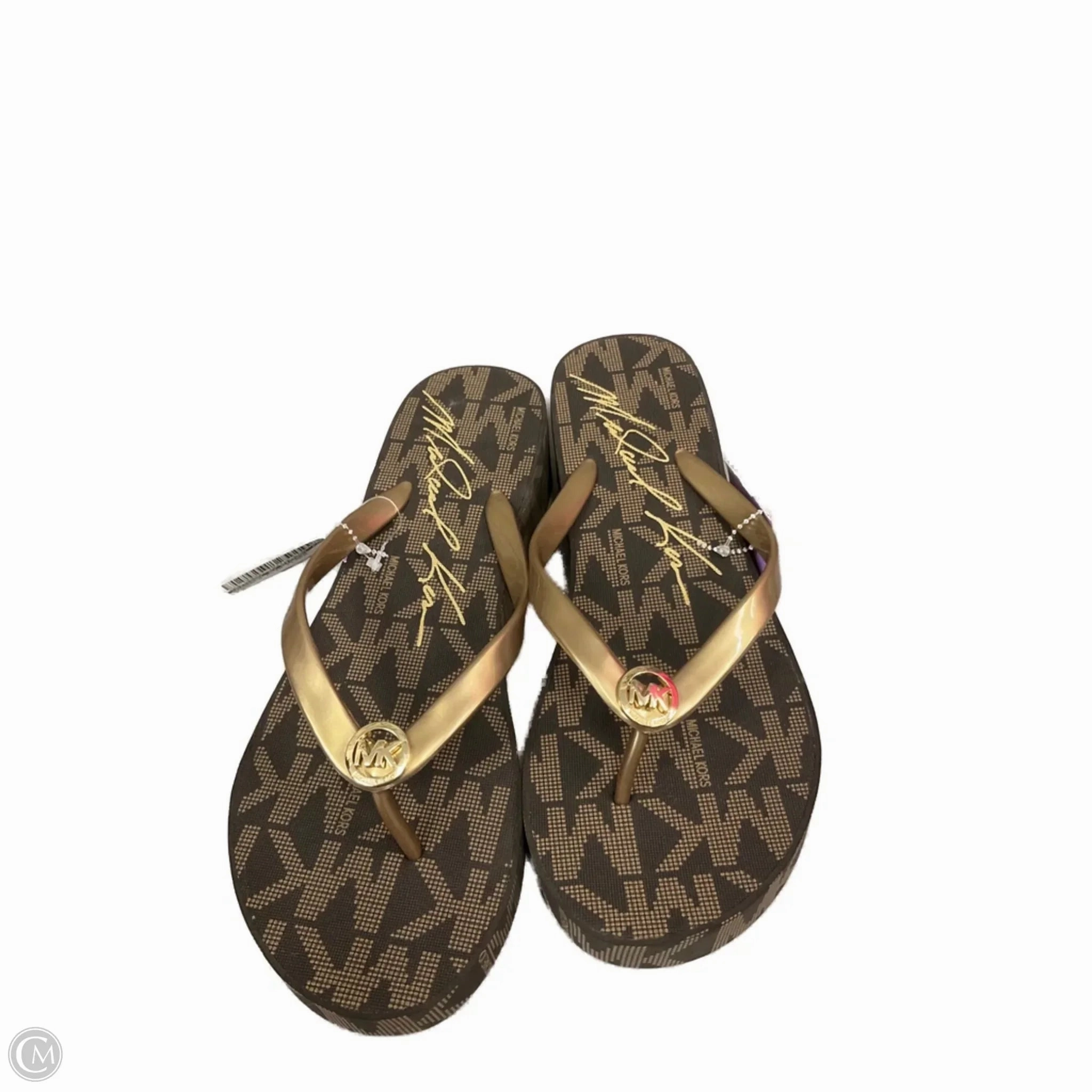Microfiber Flip Flops Sandals Flip Flops By Michael By Michael Kors In Gold, Size: 10