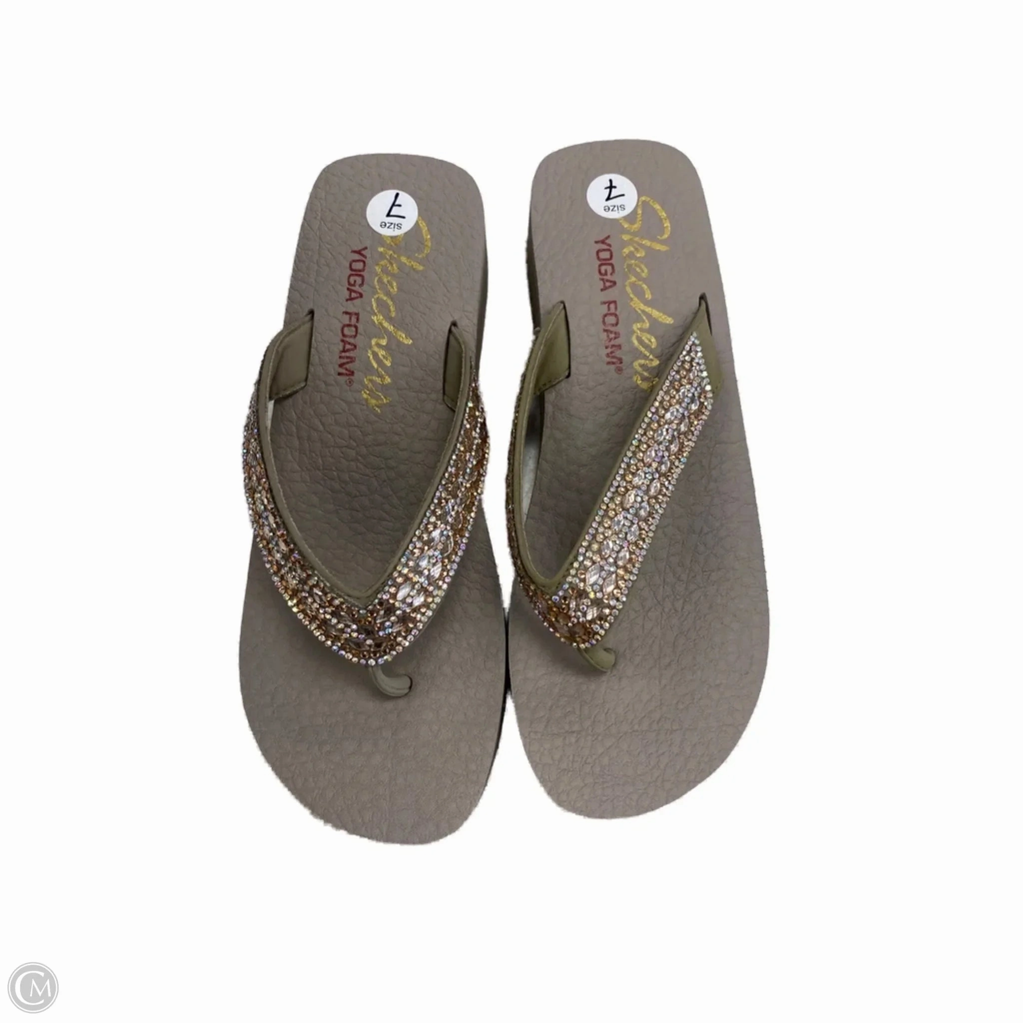 Sandals Flip Flops By Skechers In Beige, Size: 7 Wedged Flip Flops