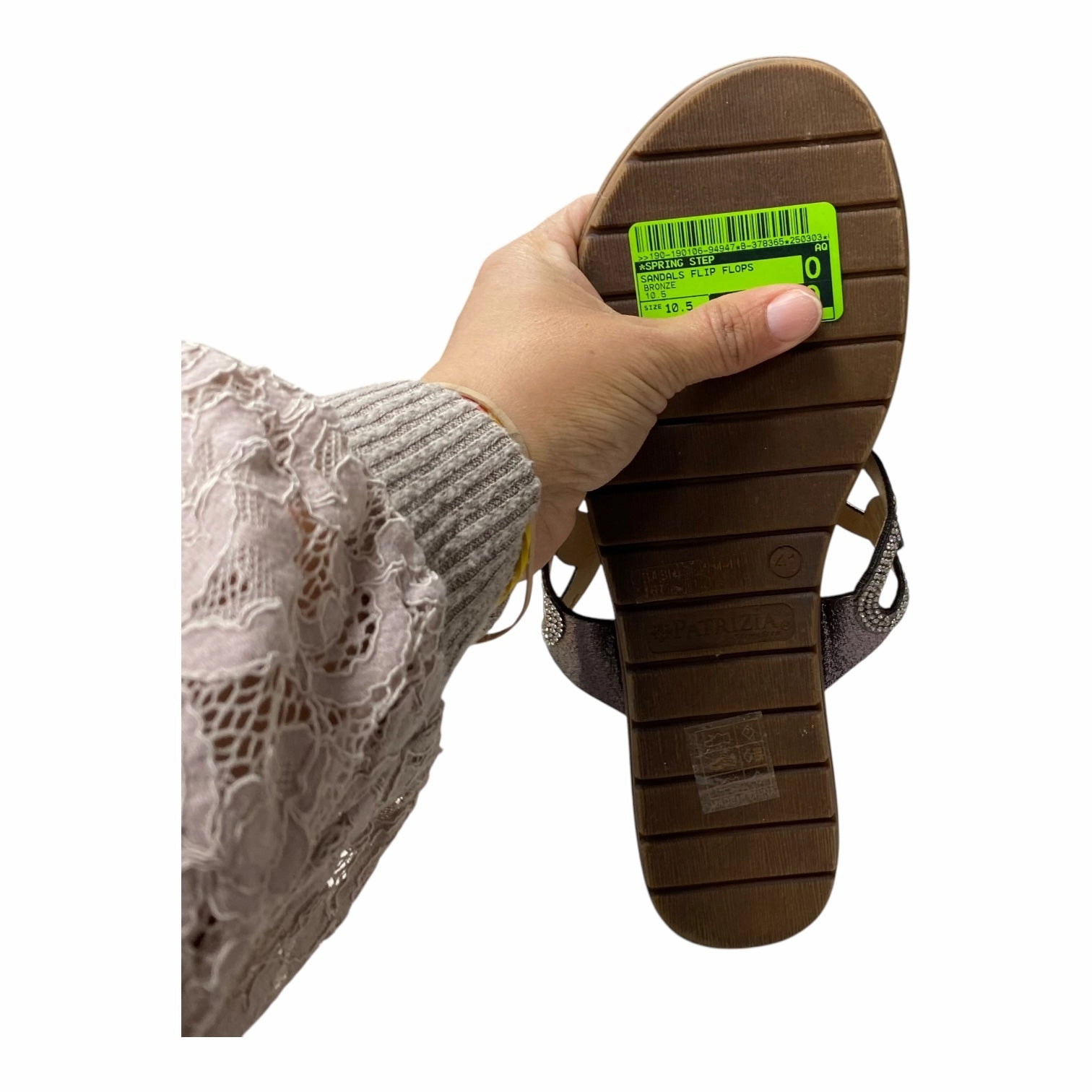 Sandals Flip Flops By Spring Step In Bronze, Size:10.5 Flip Flops Made From Recycled Plastic