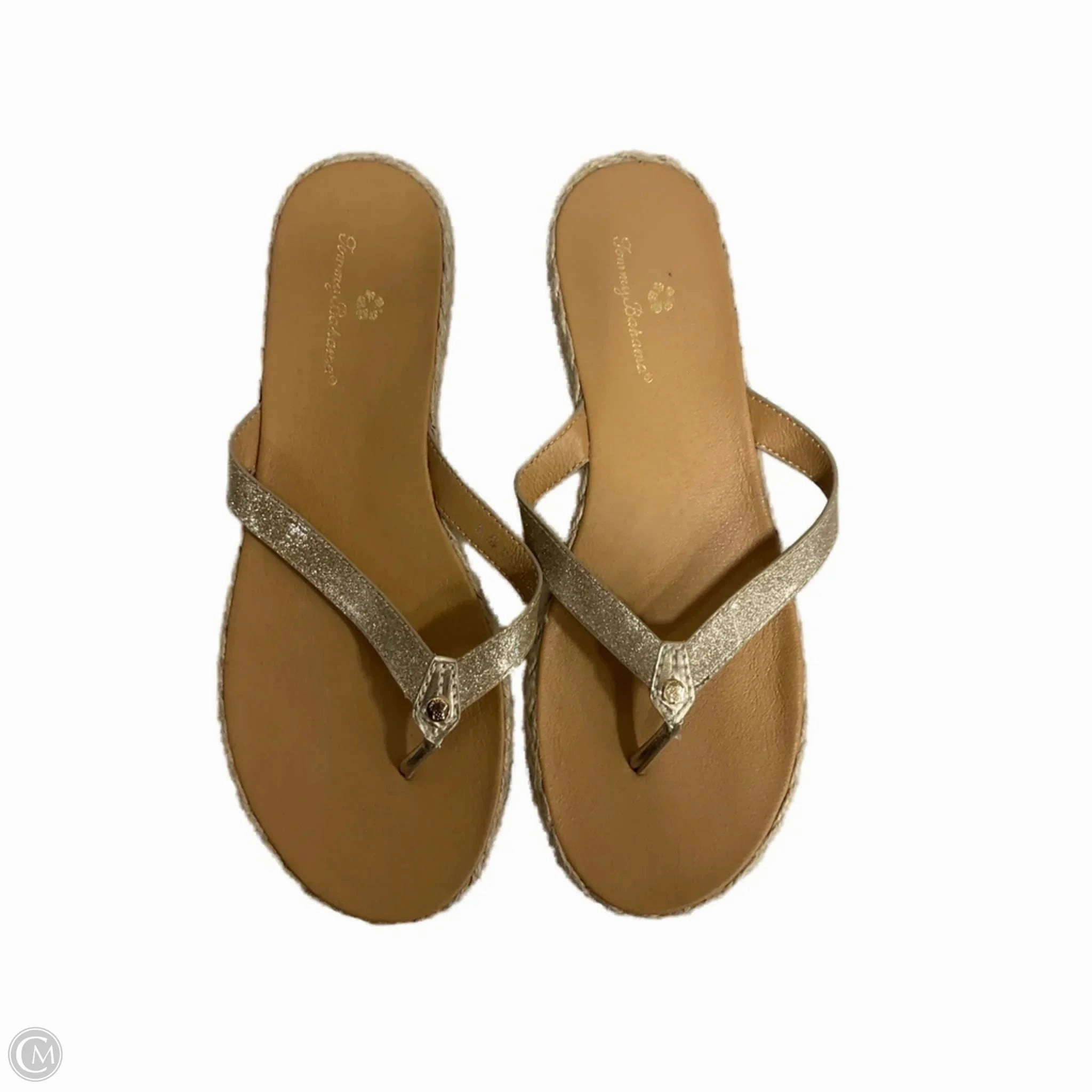 Sparkly Bow Flip Flops Sandals Flip Flops By Tommy Bahama In Gold, Size: 8.5