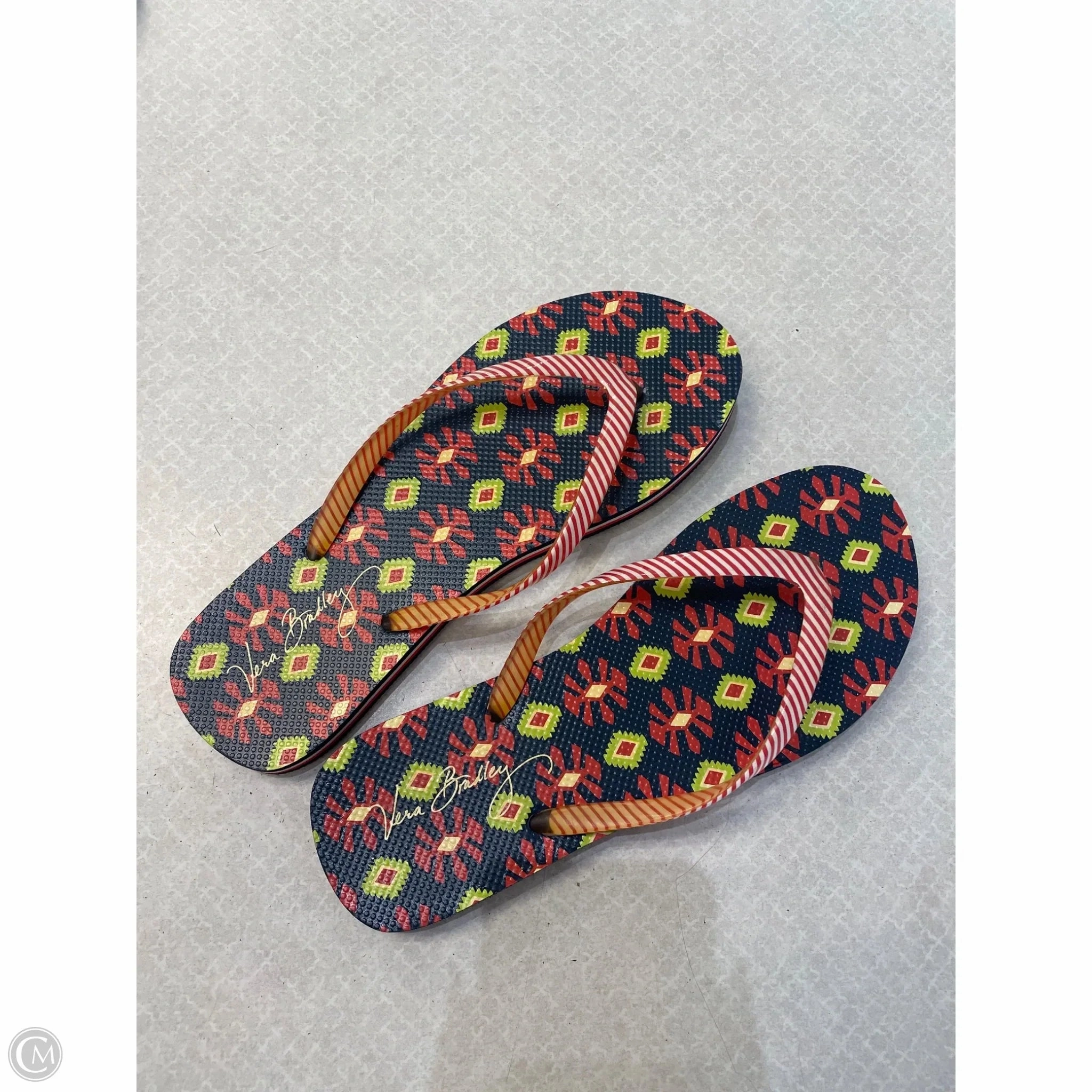 Sandals Flip Flops By Vera Bradley In Floral Print, Size: 9 200 Flip Flops