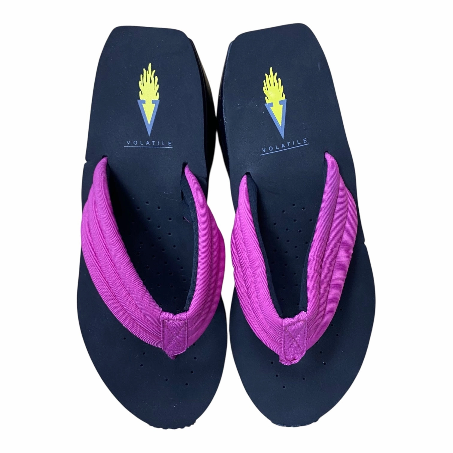 Flip Flops Swimming Sandals Flip Flops By Volatile In Black & Pink, Size:7