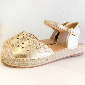 Seaside Oxford Espadrille Santorini Gold Eyelet Espadrilles