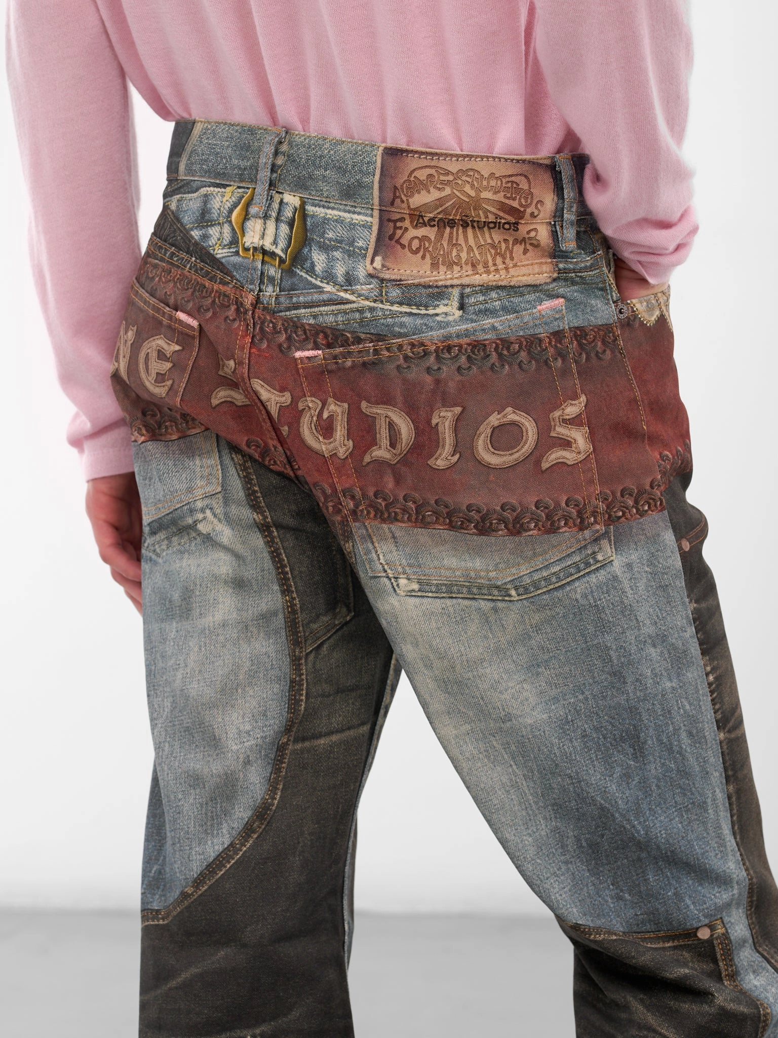 Trompe L'oeil 2010 Straight Jeans (FN-MN-TROU001127-BLUE-BLACK) Cowboy Custom Boots