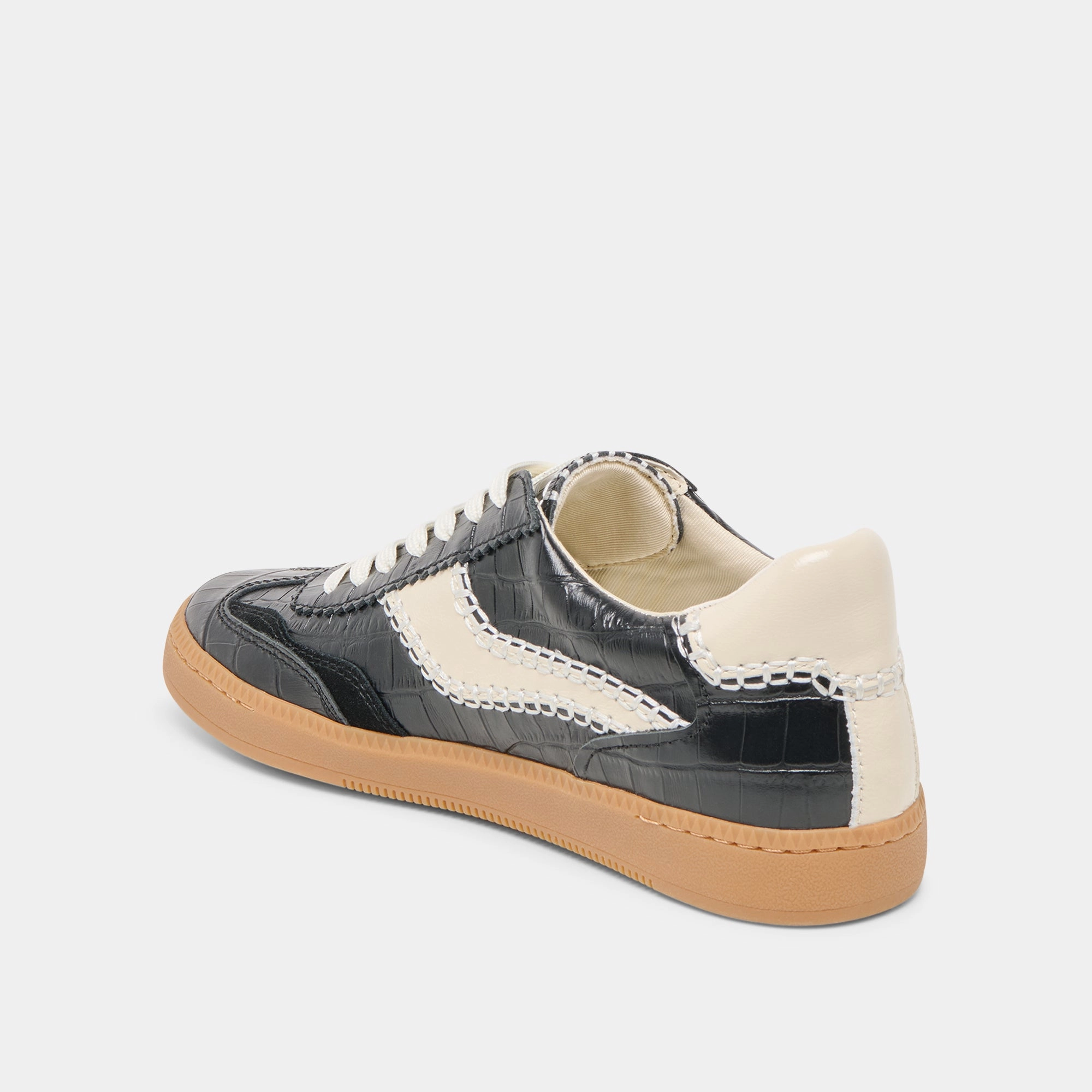 6c Sneakers NOTICE STITCH SNEAKERS NOIR CROCO EMBOSSED LEATHER