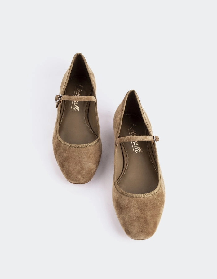 Vintage Mary Jane Platform Shoes Casilina Taupe Suede