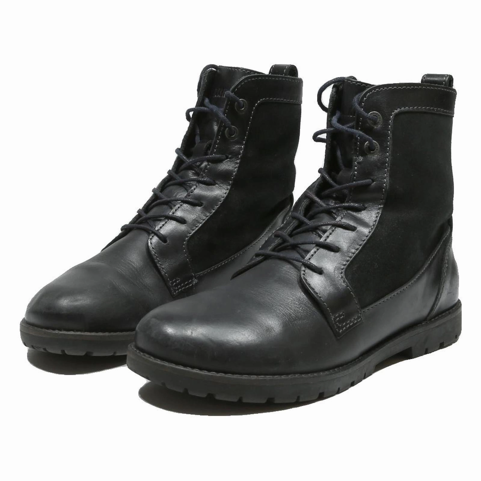 Combat Assault Boots BIRKENSTOCK Hamilton Mens Lace-Up Combat Boots Black Leather UK 6.5 Comfortable