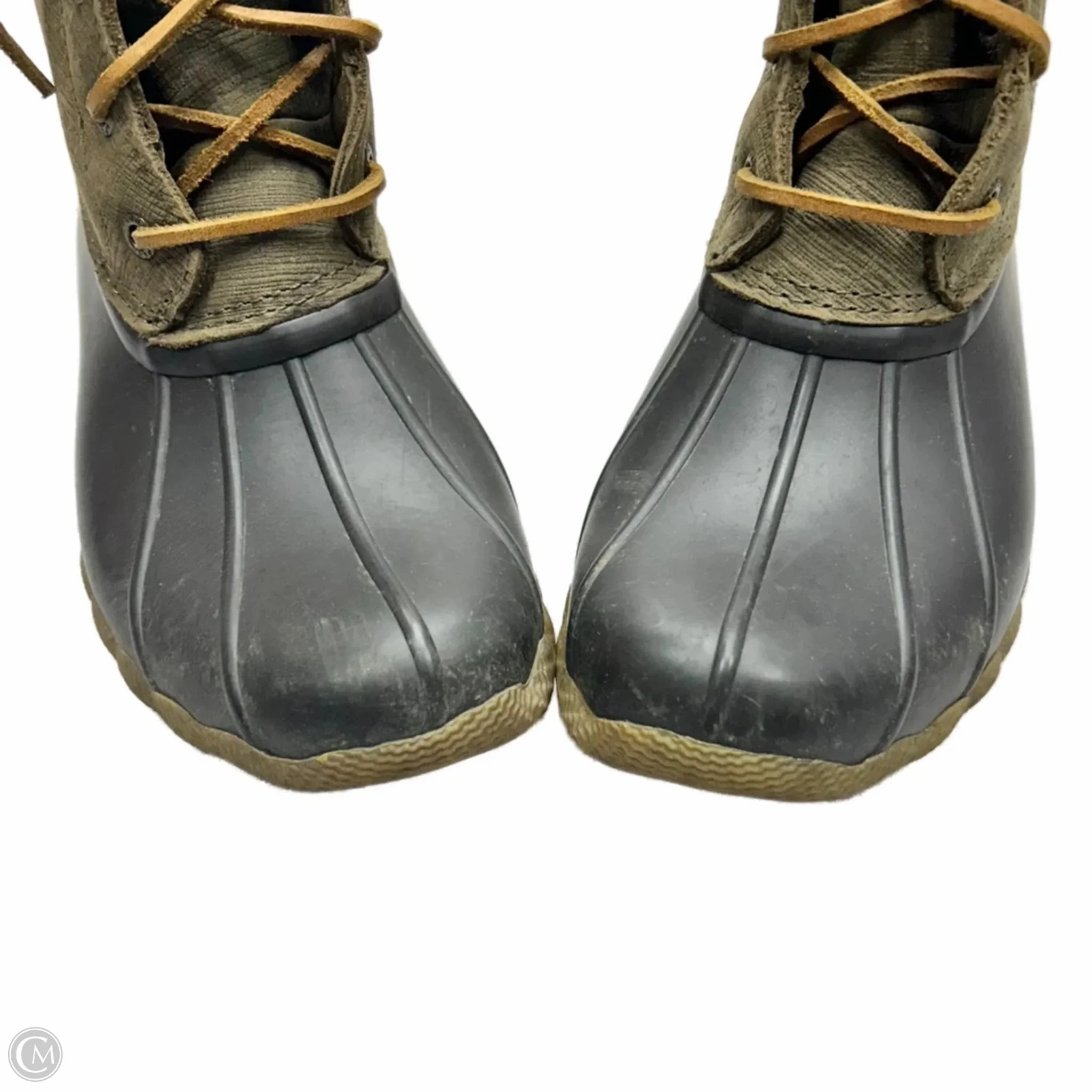 Tall Gloss Rain Boots Boots Rain By Sperry In Green & Grey, Size: 6