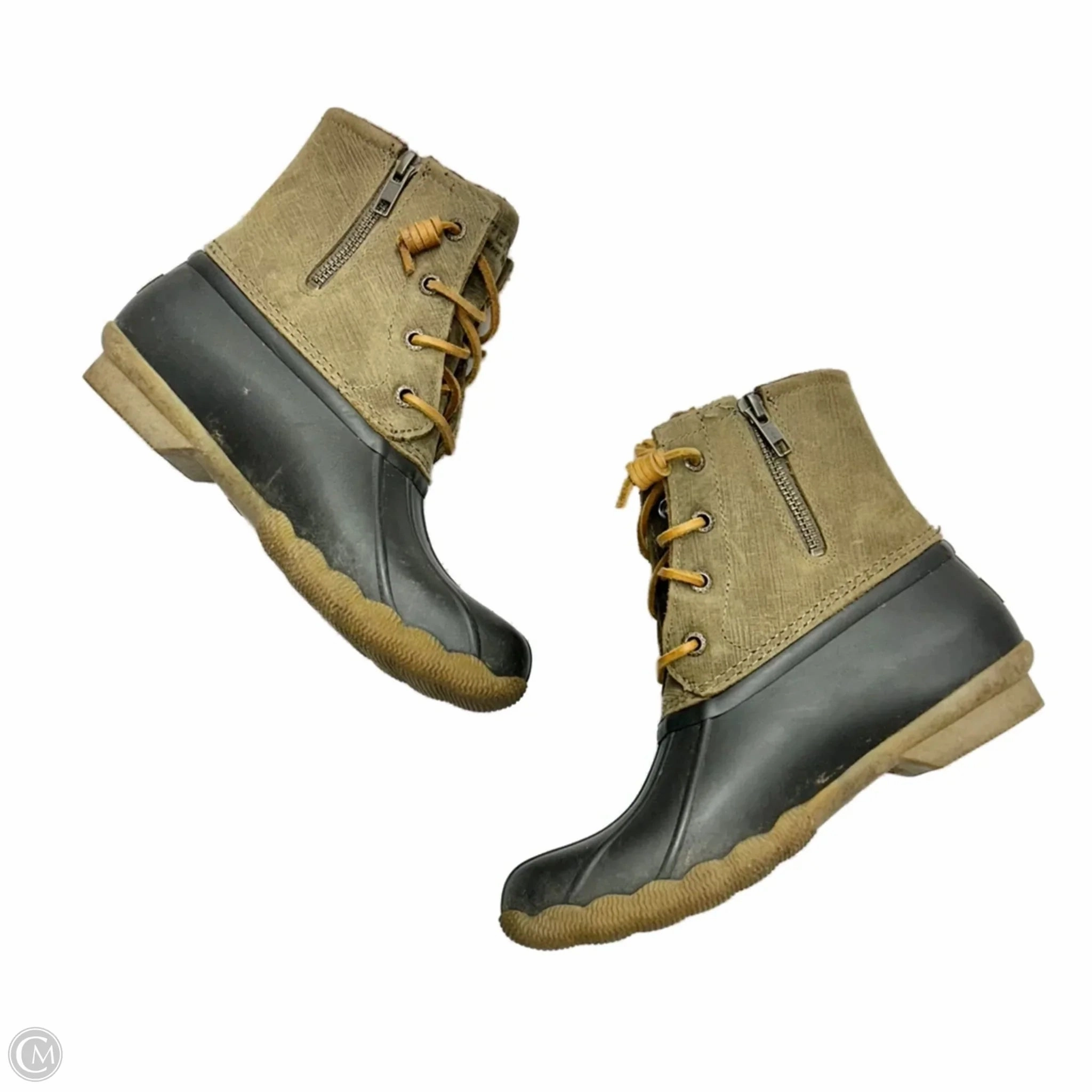 Extra Wide Width Rain Boots Boots Rain By Sperry In Green & Grey, Size: 6