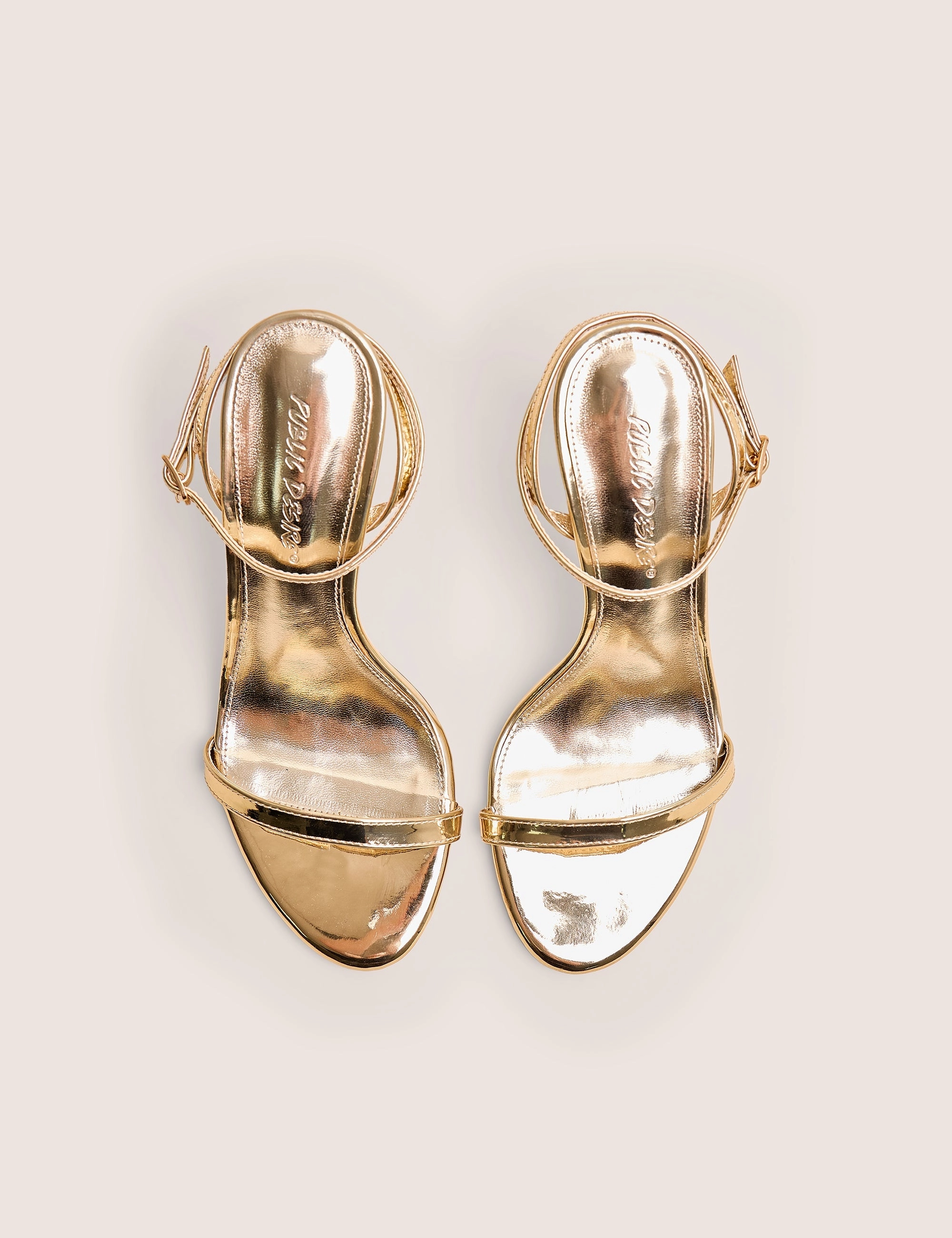 Selene Gold Curved Heels Barely There High Heels In Jeans